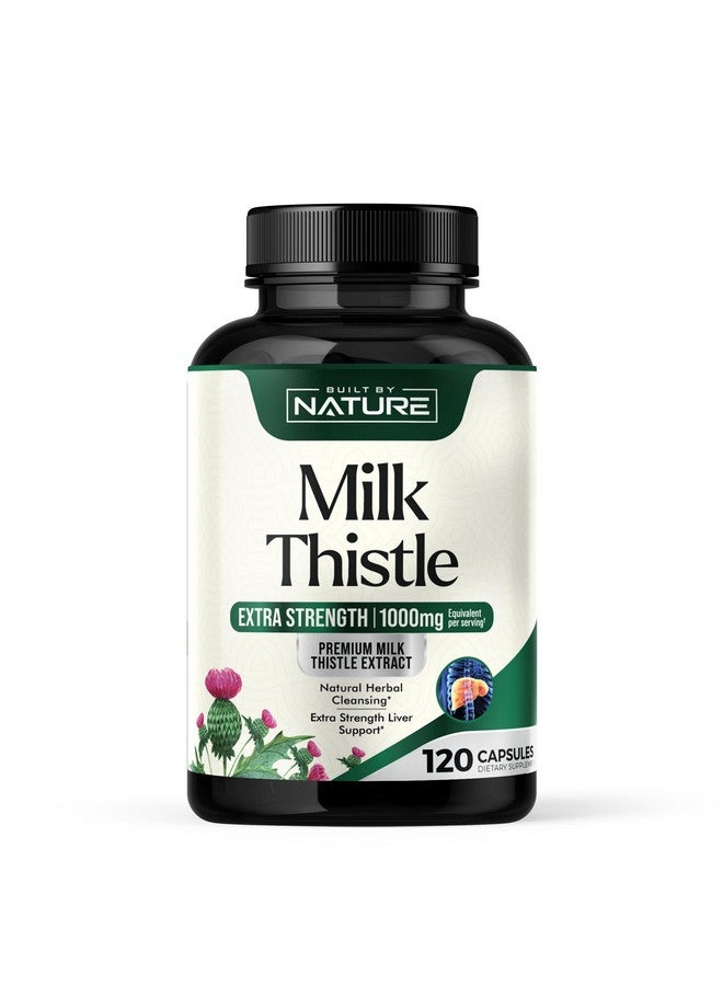 Built By Nature Milk Thistle 1000mg - Liver Detox Supplement with Silymarin Extract & Dandelion Root - Gentle Herbal Liver Cleanse for Men & Women - Liver Health Support - Non-GMO - 120 Veggie Capsules - Image 1