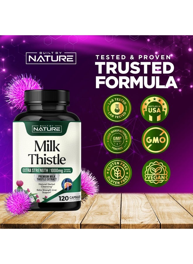 Built By Nature Milk Thistle 1000mg - Liver Detox Supplement with Silymarin Extract & Dandelion Root - Gentle Herbal Liver Cleanse for Men & Women - Liver Health Support - Non-GMO - 120 Veggie Capsules - Image 5