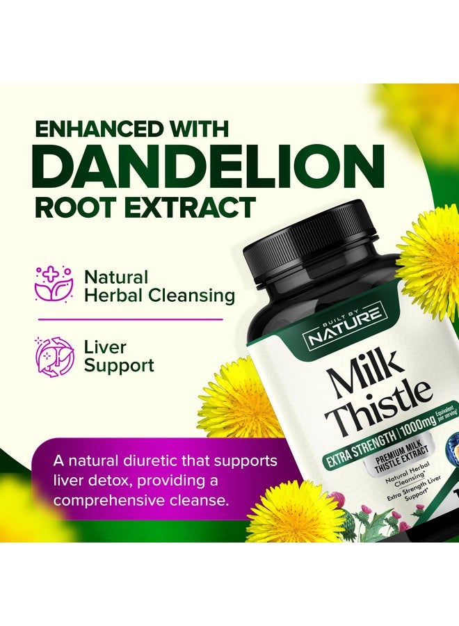 Built By Nature Milk Thistle 1000mg - Liver Detox Supplement with Silymarin Extract & Dandelion Root - Gentle Herbal Liver Cleanse for Men & Women - Liver Health Support - Non-GMO - 120 Veggie Capsules - Image 4