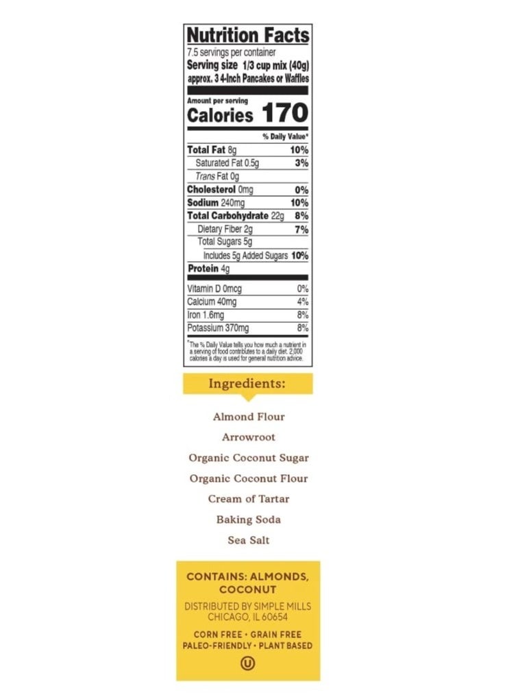 Simple Mills Almond Flour Pancake & Waffle Mix Original 10.7 oz (303 g)  - Image 2