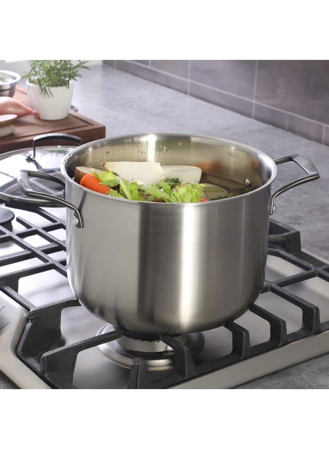 Babish 8 Quart Tri-Ply Stainless Steel Stock Pot with Glass Lid & Black Handles – Dutch Oven, Oven Safe, Dishwasher Safe - Image 3