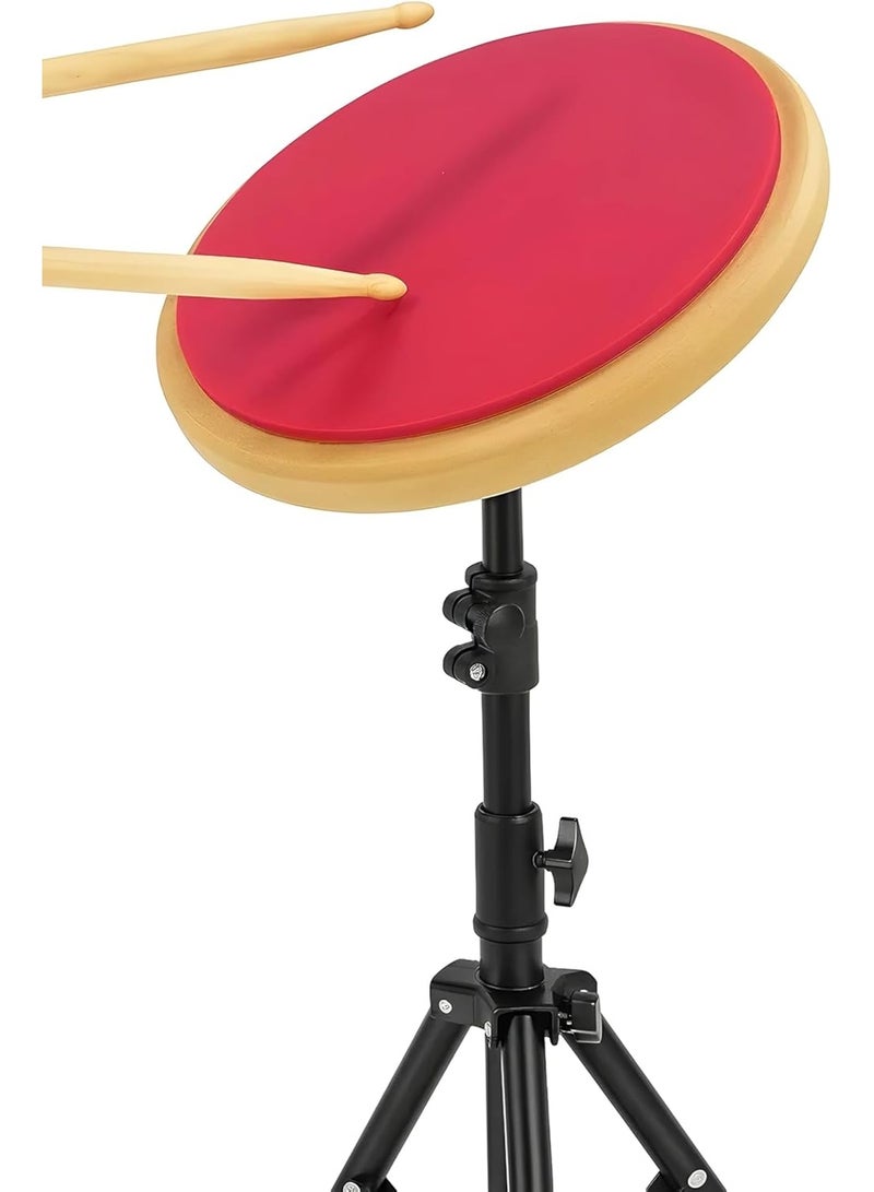 Portable Practice Pad Round Dumb Drum Exercise Rubber Pad Mute Practice Drum Pad Silent Training Drum with Realistic Rebound for Beginners Students Drummers 8-in - Image 1