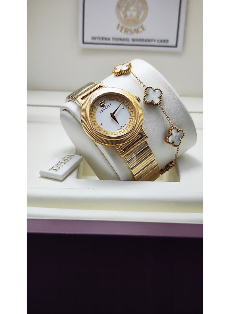 Versace women's stainless steel watch with a premium bracelet