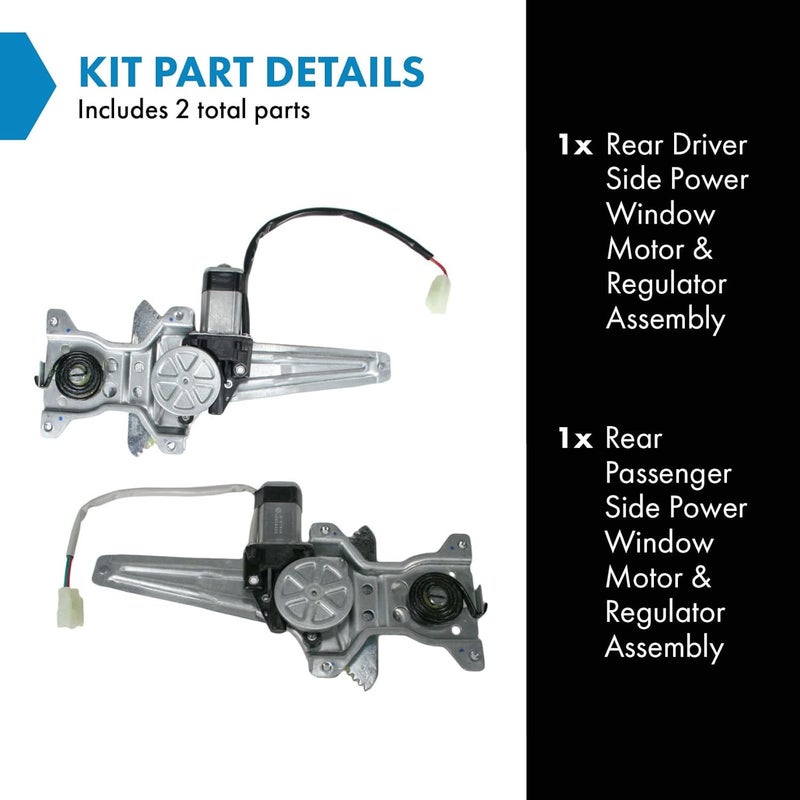 TRQ Rear Power Power Window Regulator & Motor Assembly Set Compatible with 2004-2006 Lexus RX330 2007-2009 RX350 2006-2008 RX400h 2002-2006 Toyota Camry - Image 2