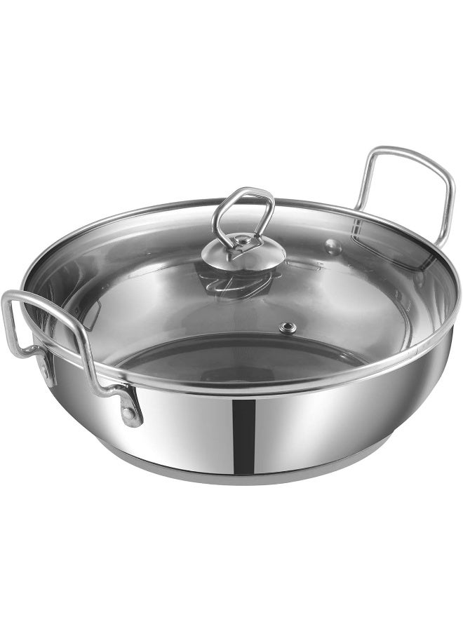 VINOD Stainless Steel Kadhai/Cooking Pot/Wok with Glass Lid - 1.7 Litre, 20cm | Extra Thick, SAS Heavy Bottom |Induction & Gas Stove Friendly|For Cooking & Deep Frying - Image 2