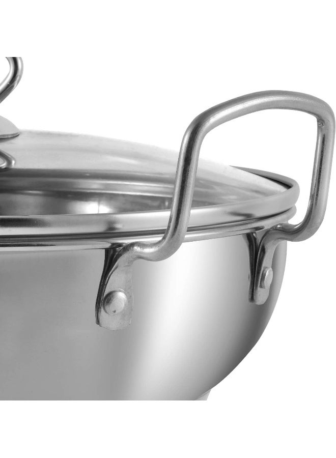 VINOD Stainless Steel Kadhai/Cooking Pot/Wok with Glass Lid - 1.7 Litre, 20cm | Extra Thick, SAS Heavy Bottom |Induction & Gas Stove Friendly|For Cooking & Deep Frying - Image 5