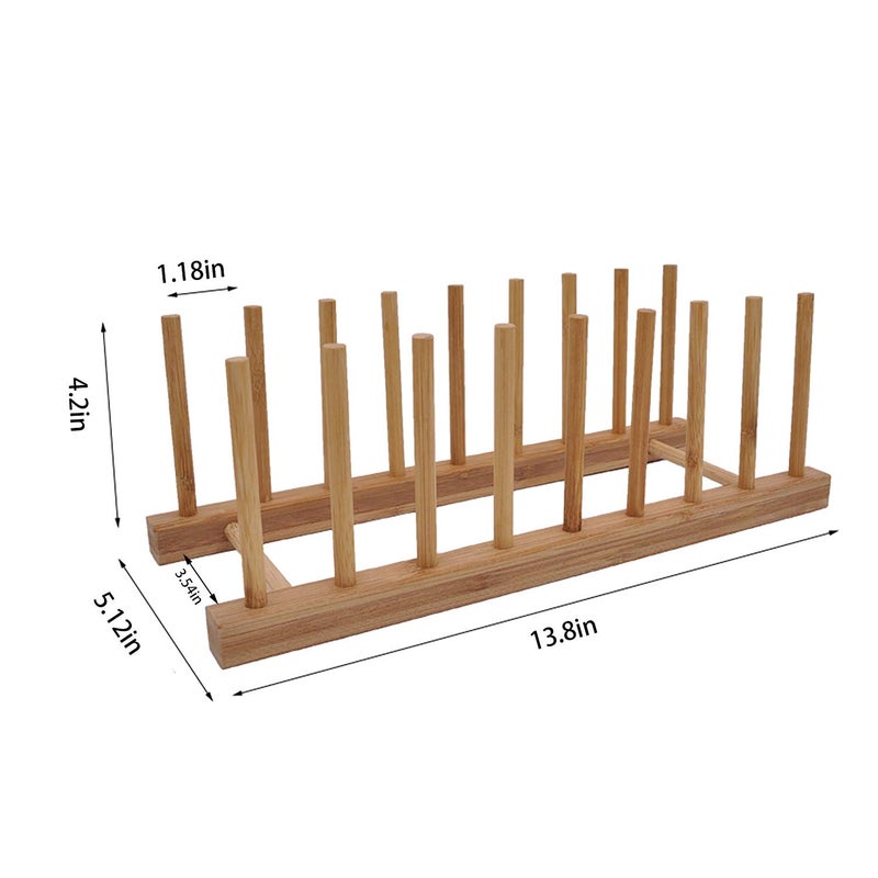 Ahyuan Dish Drying Rack Bamboo Dish Rack Pure Natural Bamboo Wooden Dishes Drainer for Cutting Board Baking Pan Plate Bowl Mug Cup Pot Lid Organizer Rack (2) - Image 4