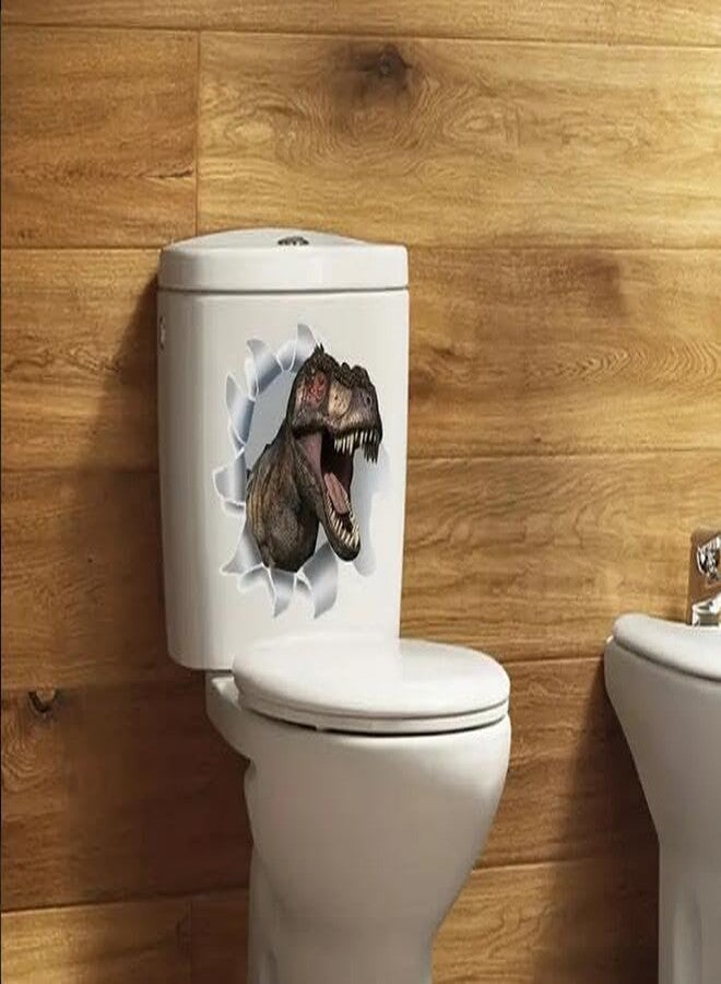 Paleery@FC 3D Dinosaur Toilet Cover Sticker Decals,Aniaml 3D Dinosaur Toilet Lid Tank Seat Decals Cistern Self-Adhesive Bathroom Wall Sticker - Image 5