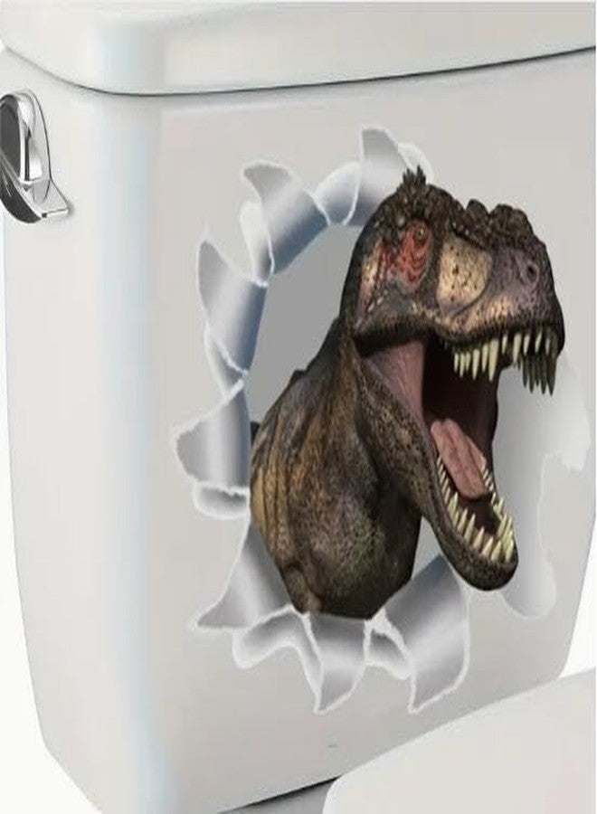 Paleery@FC 3D Dinosaur Toilet Cover Sticker Decals,Aniaml 3D Dinosaur Toilet Lid Tank Seat Decals Cistern Self-Adhesive Bathroom Wall Sticker - Image 1