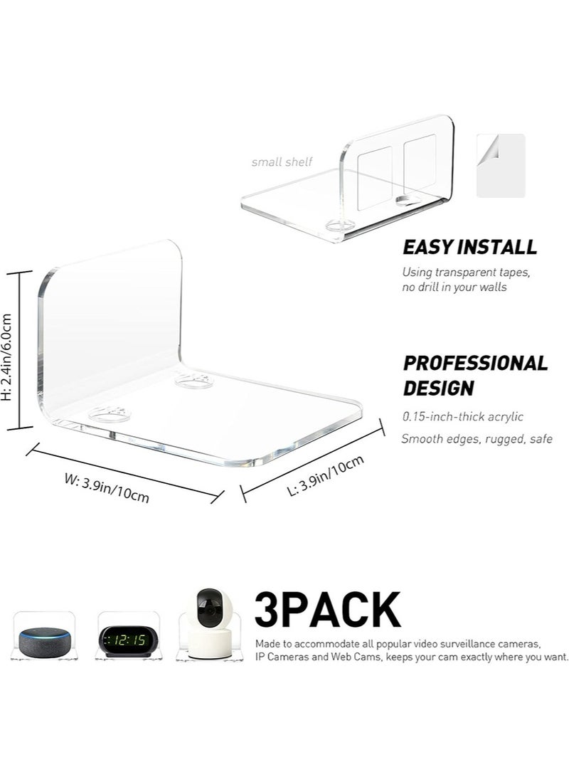 يالونج الاكريليك جدار جبل عائم كاميرا الأمن ، ورصد الطفل ، مكبر الصوت ، مجموعة من 3 - الغرض العام جدار جبل مع كابل كليب ، 10 قطعة من شريط لاصق قوي ، لا تحتاج إلى حفر ( شفافة ) - Image 4