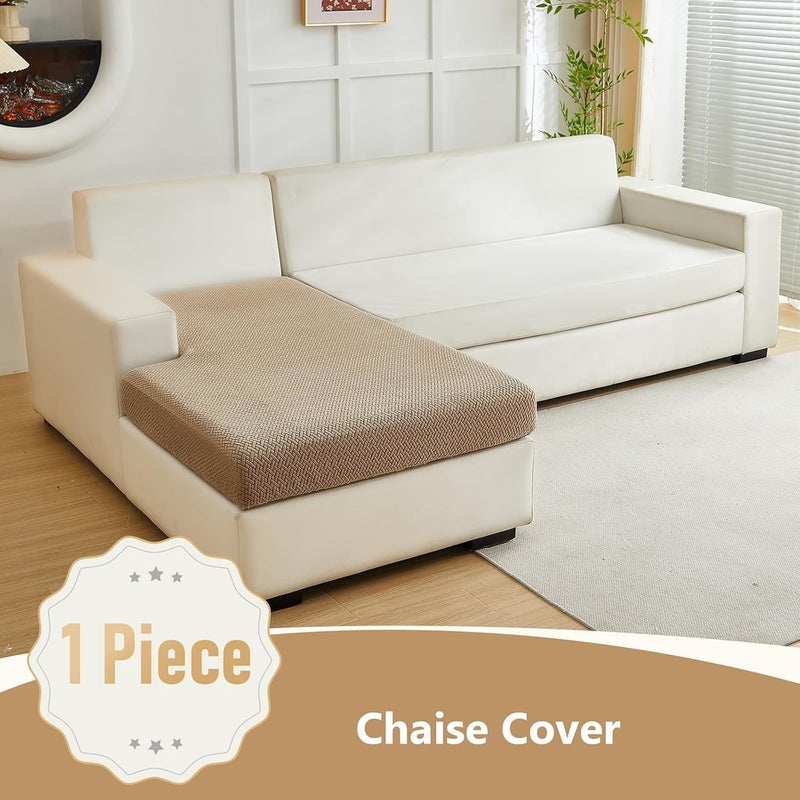 Yoovat Magic Sofa Covers Magic Sofa Couch Covers 2023 New Wear-Resistant Universal Sofa Cover Stretch for Sectional Slipcovers (Texture-Light Coffee,Chaise Cover) - Image 2