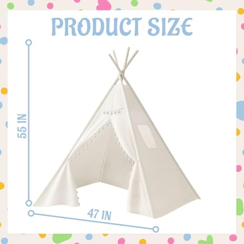 Jamceoceo 4 PCS Teepee Tent for KidsWashable Tapered Kids Teepee TentBohemian Teepee TentsWhite Collapsible Sleepover Tentsfor Boys and Girls Sleepover Pajamas Party Birthday SPA - Image 5