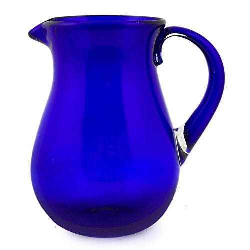 NOVICA Large Blue Hand Blown Glass Pitcher For Water, Margaritas, Lemonade, 82 Oz, 'Cobalt Charm' - Image 1