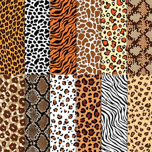 BHNACIER 24 Sheets Animal Print Scrapbook Paper 118x118In Animal Print Pattern Paper African Safari Tiger Giraffe Zebra Cheetah and Leopard Prints Craft Papers Pad Supplies for African Safari Card Making - Image 1