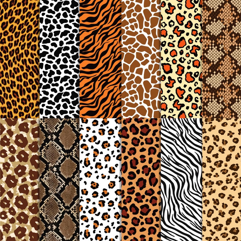 BHNACIER 24 Sheets Animal Print Scrapbook Paper 118x118In Animal Print Pattern Paper African Safari Tiger Giraffe Zebra Cheetah and Leopard Prints Craft Papers Pad Supplies for African Safari Card Making - Image 3