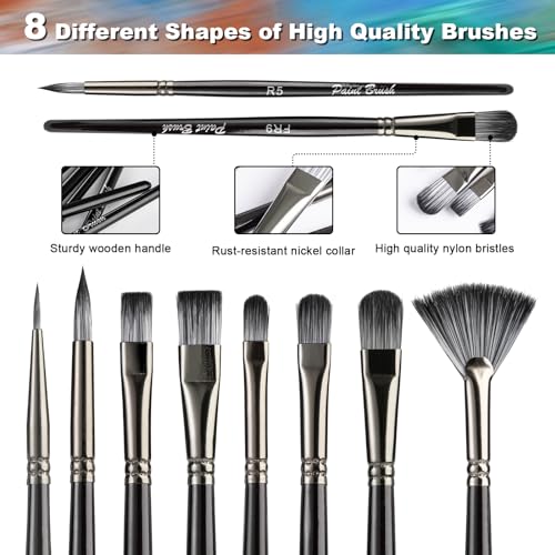 Inburit Paint Set for Adults & Kids, Painting Supplies Kit with 6 Canvases, 24 Acrylic Paints(22ml), 8 Brushes, 1Painting pad, Palette, Deluxe Paint Set for Kids, Student & Artist - Image 3