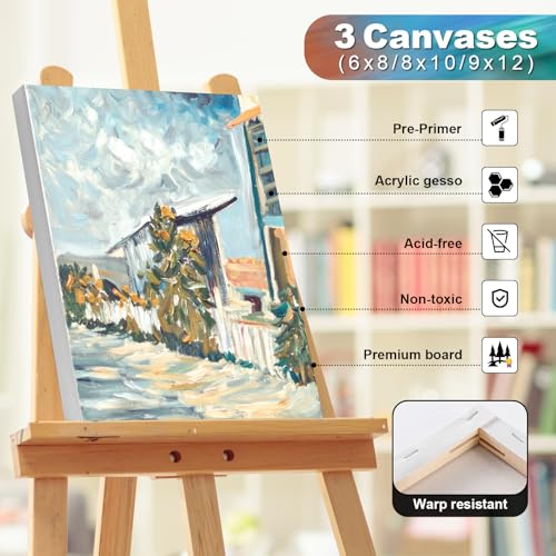 Inburit Paint Set for Adults & Kids, Painting Supplies Kit with 6 Canvases, 24 Acrylic Paints(22ml), 8 Brushes, 1Painting pad, Palette, Deluxe Paint Set for Kids, Student & Artist - Image 5