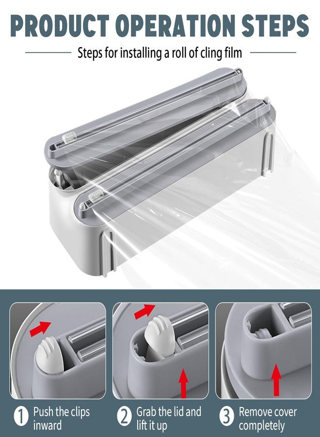 AUSTUFF 3 in 1 Plastic Wrap Dispenser with Cutter，Magnetic Aluminum Foil and Adhesive Film Organizer, Wall Mount Kitchen Wrap Organizer, Cling Wrap Dispenser with Paper Towel Holder and Cutter - Image 5