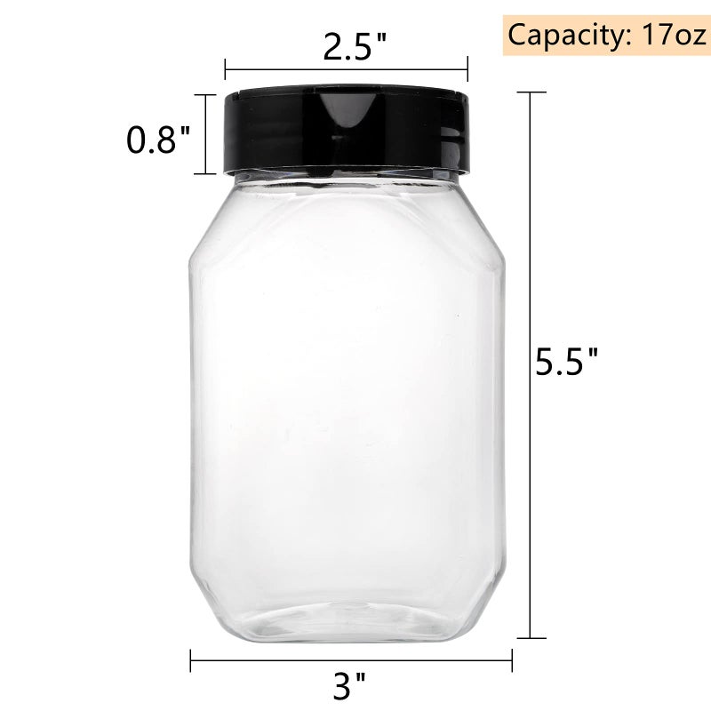 Dicunoy 16 Pack 17 OZ Plastic Spice Containers, Large Seasoning Jars with Shaker Lids, Reusable Empty Storage Bottle for Kitchen Storing Spice, Powders - Image 2
