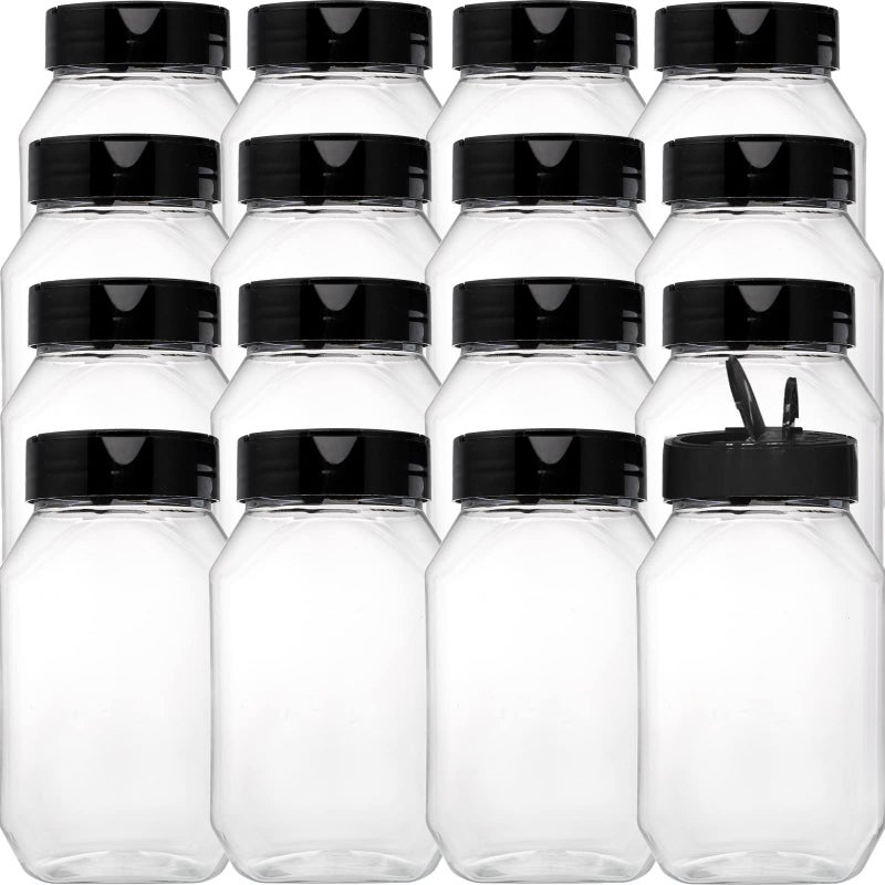 Dicunoy 16 Pack 17 OZ Plastic Spice Containers, Large Seasoning Jars with Shaker Lids, Reusable Empty Storage Bottle for Kitchen Storing Spice, Powders - Image 3