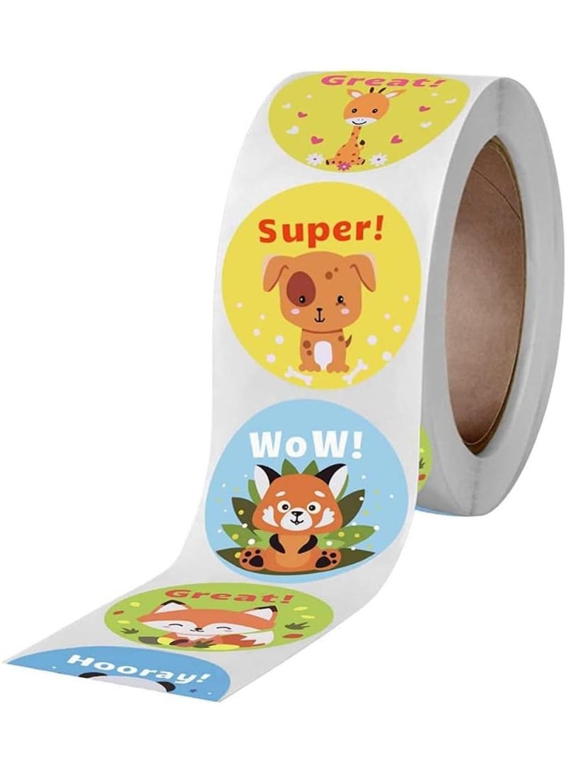 فوميمو ملصقات تحفيزية للمعلمين 1000 قطعة، ملصقات للأطفال لتشجيع السلوك الجيد، بتصميم حيوانات لطيفة، 8 تصاميم مختلفة، مقاس 1 بوصة - Image 3