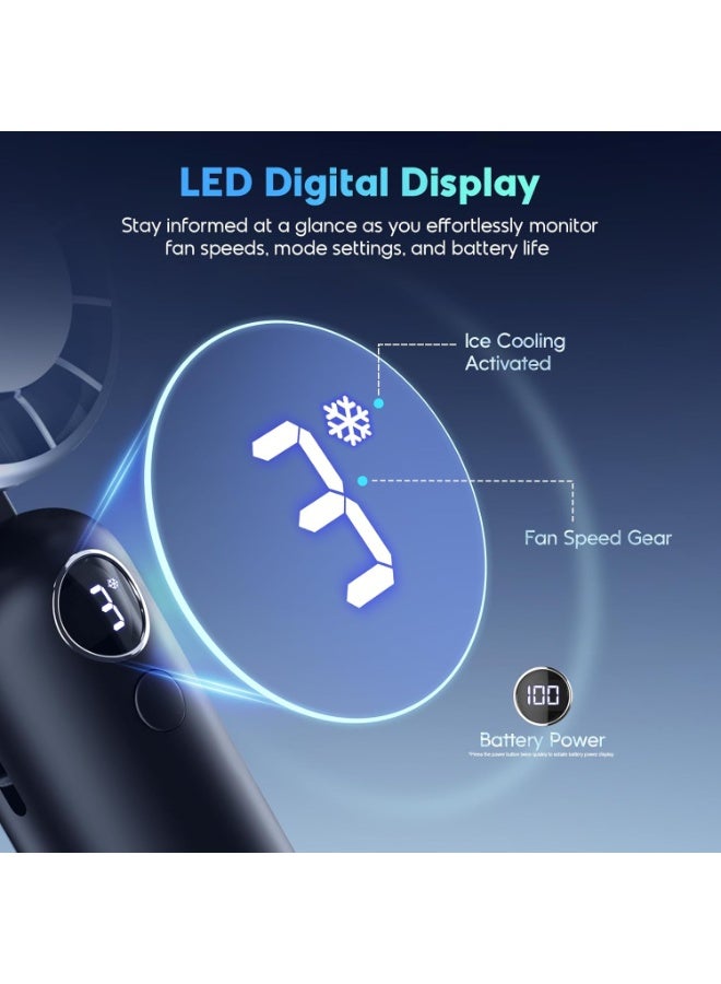 general Portable Handheld Fan, Powerful Hand Held Mini Fan, 3 Speed USB Rechargeable 5000mAh Battery Operated Fan, LED Display, Cooling Personal Fan Gifts for Women, Men, Travel, Camping, Outdoor - Image 4