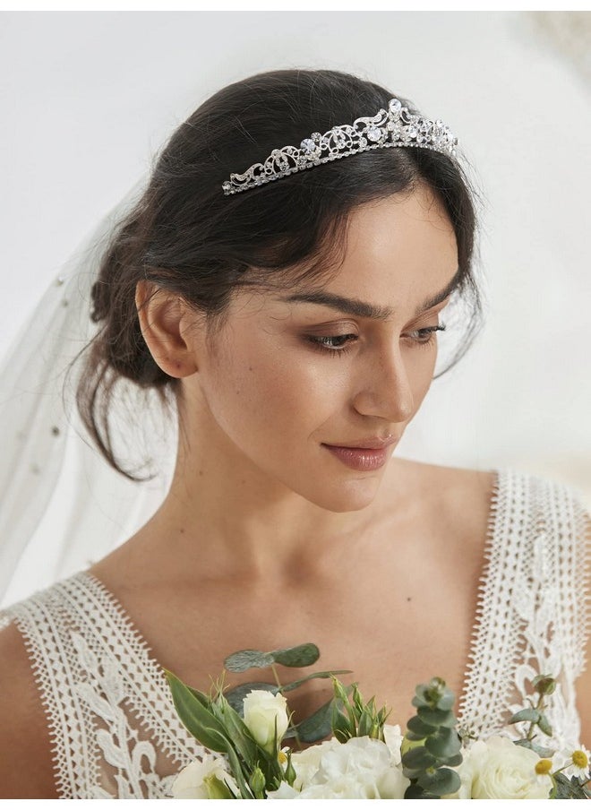 SWEETV SWEETV Silver Wedding Tiaras and Crowns, Rhinestone Bridal Crown Princess Tiara Headpieces for Women and Flower Girls, Bridgerton Hair Accessories for Birthday Prom Quinceanera  - Image 3