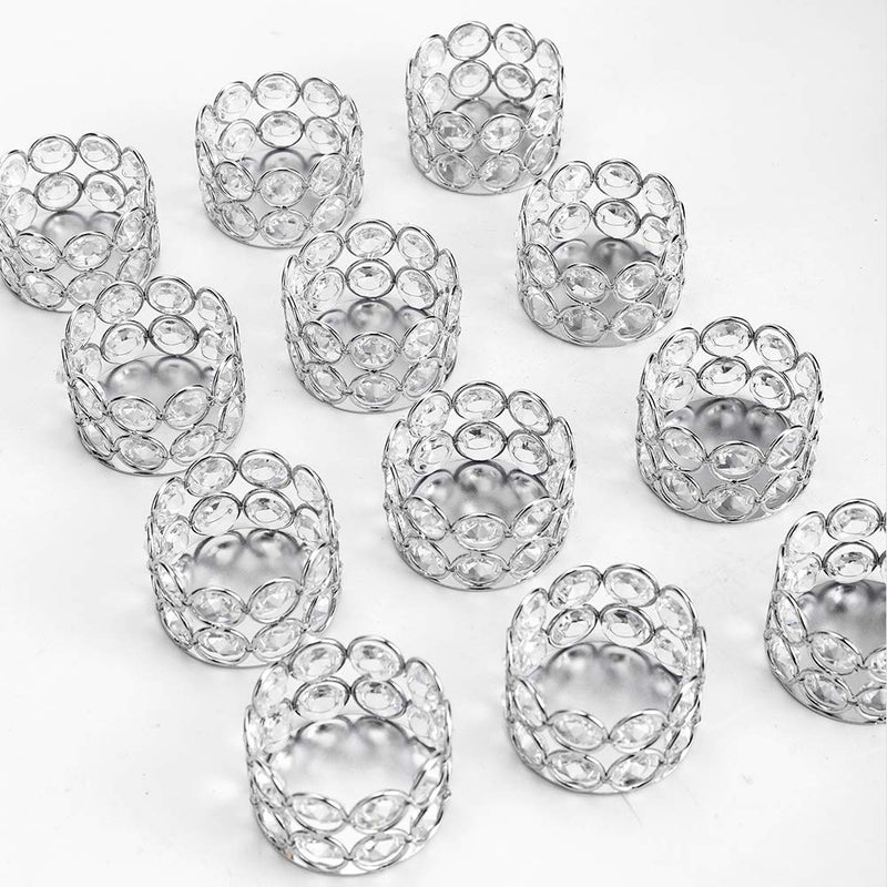 Vincigant Silver Crystal Tea Light Candle Holders Set Of 12 For Wedding Home Table Centerpiece Decoration Easter Gift(Candle Excluded) - Image 2