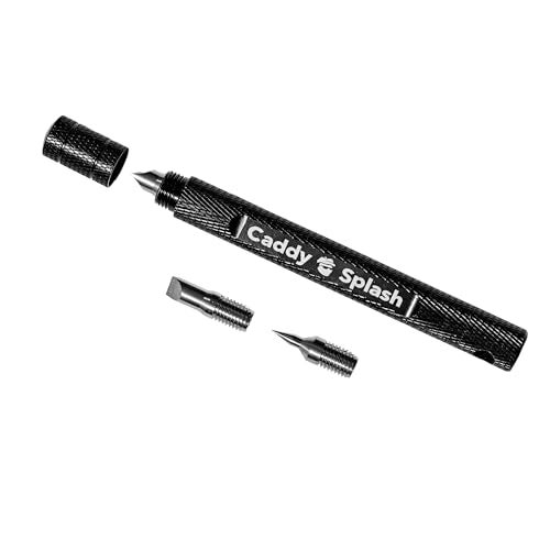 Caddy Splash Golf Club Groove Sharpener Tool - 3-in-1 Golf Club Cleaner for Wedge, Iron - Oblique, Straight, Spike Replacement Tips for U & V Grooves - Aluminum-Alloy Shaft, Heat-Treated Steel (Black) - Image 1