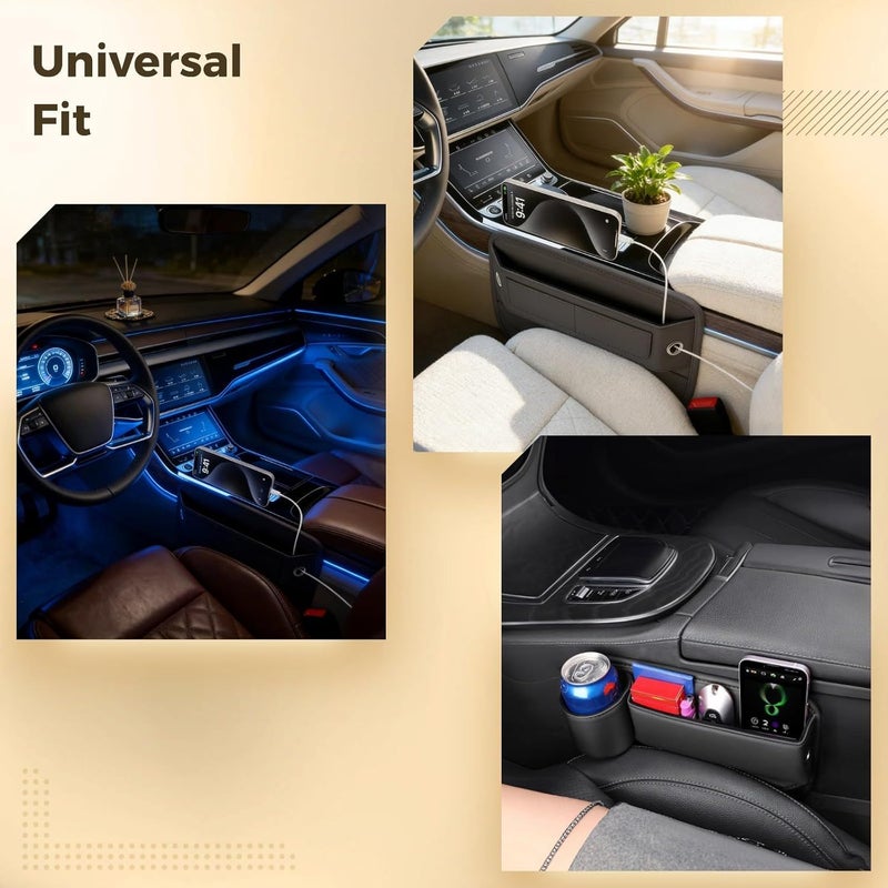 Car Seat Gap Organizer 2 Pack Black Vehicle Crevice Filler Center Console Storage Box Gear Shift Storage Box Multi Pocket Partition Design Large Capacity Fits Most Sedan SUV And Truck Drivers - Image 3