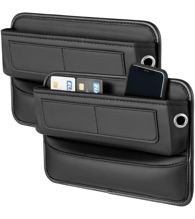 Car Seat Gap Organizer 2 Pack Black Vehicle Crevice Filler Center Console Storage Box Gear Shift Storage Box Multi Pocket Partition Design Large Capacity Fits Most Sedan SUV And Truck Drivers - Image 1