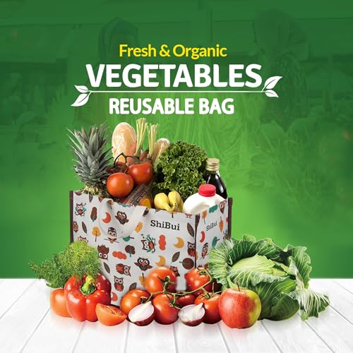 SHIBUI Big Heavy Duty Large Eco Waterproof Cotton Canvas Cloth Grocery Shopping Bag for Men Ladies Vegetable Milk Fruits with Hand Carry Handle Lunch Box Jhola Tote Bags (Owl) (Pack of 3) - Image 5