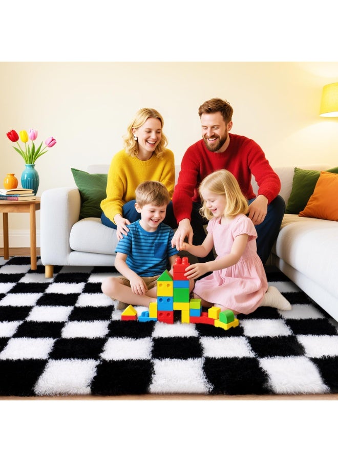 كي واي دي سجاد ناعم سجاد زغبي سجاد لغرفة المعيشة غرفة النوم ديكور منزلي سجادة غير منزلقة قابلة للغسيل زخرفة منزلية سجادة 100x160 سم - Image 4