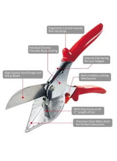 Y&D Sharp Multi Angle Miter Shear Cutter, Adjustable at 45 to 135 Degree, Safety Lock Hand Tools for Accurate Cutting of Plastic, Rubber, Wood, Decorative Moldings, PVC, Tile Edges, Trim(Orange)  - Image 3