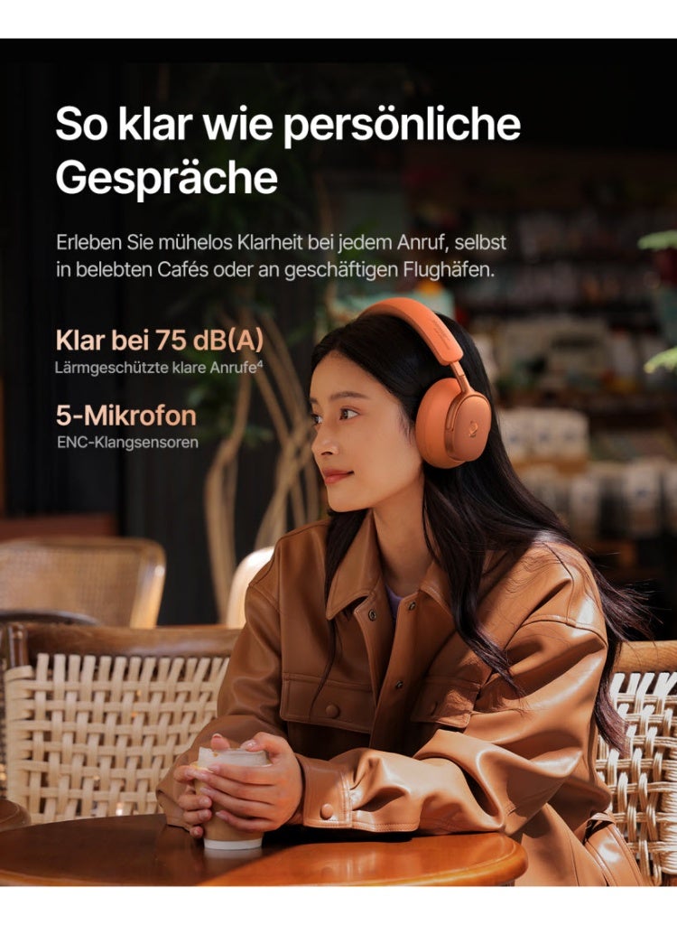 Baseus 🎧 Baseus Inspire XH1 Wireless Noise Cancelling Headphones – Sunset Coral Sunset Coral - Image 4