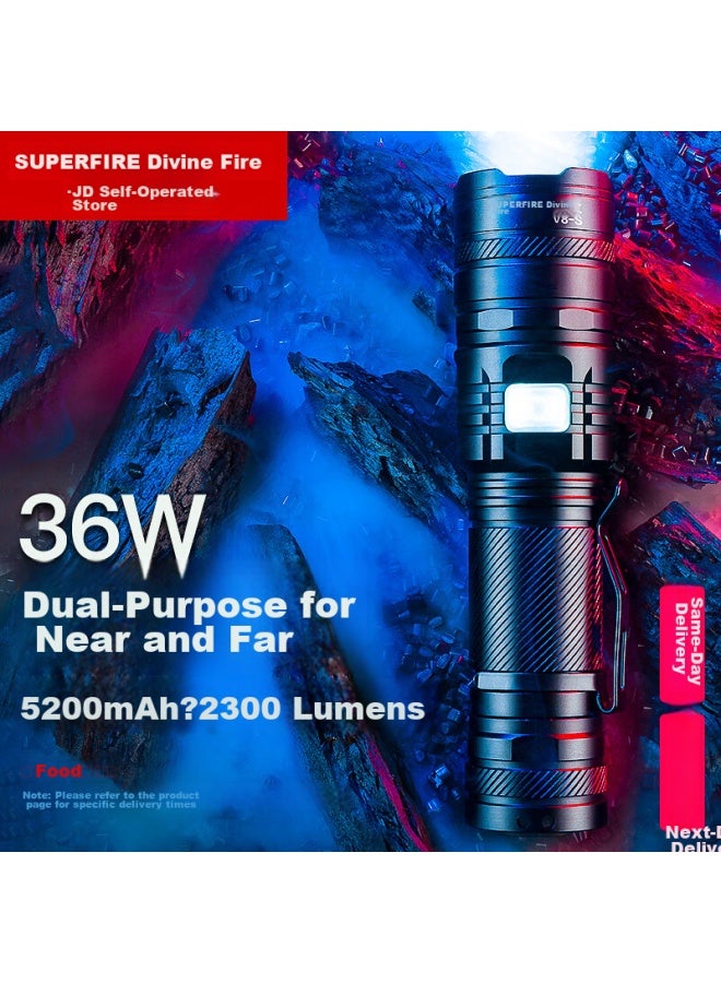 Supfire V8-s Flashlight, High-intensity Torch, Compact Mini Zoomable, Long-range, Ultra-long Battery Life, Super Bright, Outdoor Cycling Light - Image 1