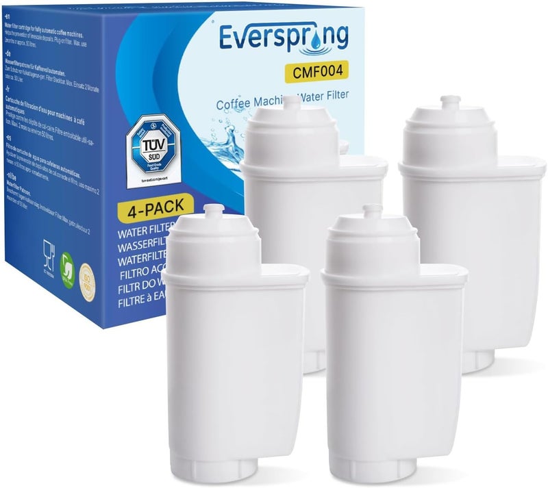 Everspring فلتر مياه آلات القهوة EVERSPRING متوافق مع فلاتر مياه سلسلة Siemens EQ EQ3EQ6EQ9 EQ500 S700 Brita Intenza 575491 Bosch TCZ7003 TCZ7033 معتمد من NSF 4 قطع