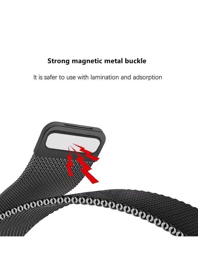 سوار ساعة ذكية مغناطيسي من الفولاذ المقاوم للصدأ لساعة Redmi Watch 5 Active/Lite باللون الأسود - Image 2