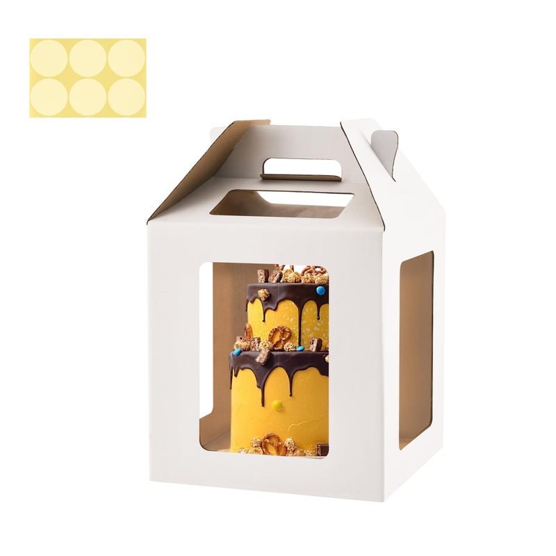 WINHPH Tall Cake Boxes 6 Windows with handle12x12x12 Tall Cake Carrier Tiered Cake Box Square cake boxlargeTake Out Transport Containers Ideal for 10 12 Tiered Cakes 1PackWhite - Image 2