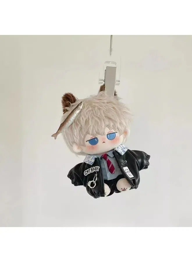 20cm cotton doll baby clothes police squad kitten leather suit 20cm jacket + blue shirt + pants  - Image 2