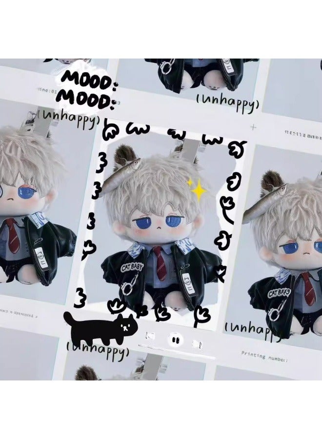 20cm cotton doll baby clothes police squad kitten leather suit 20cm jacket + blue shirt + pants  - Image 4