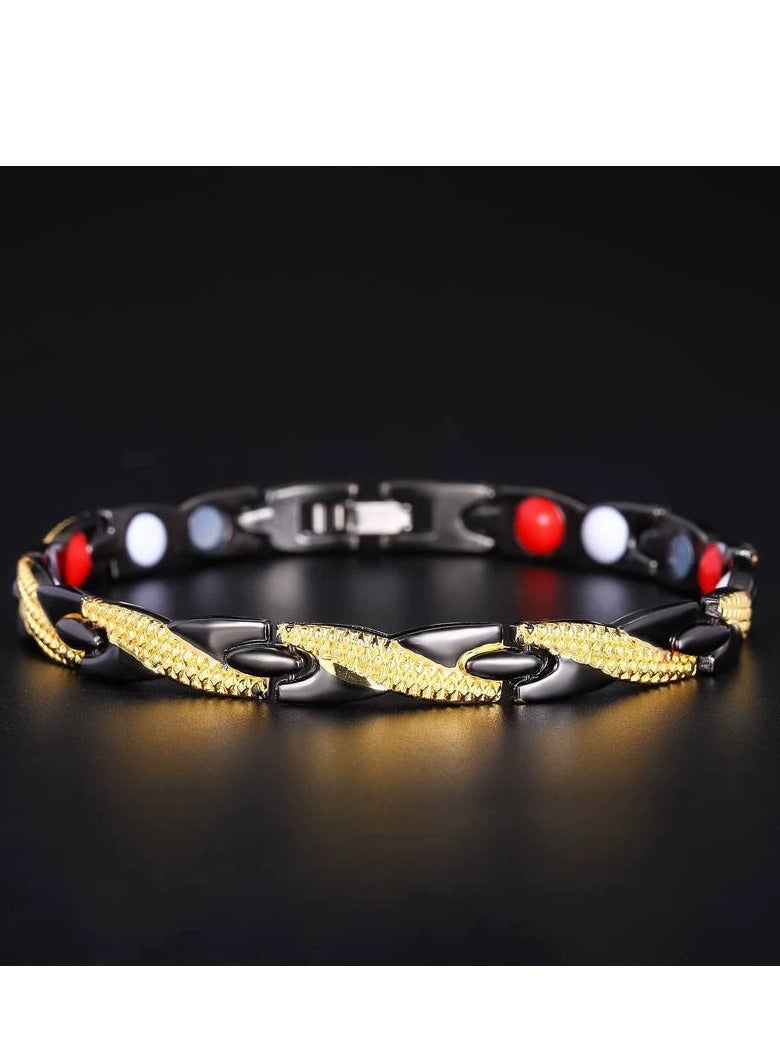 سوار مغناطيسي أنيق بتصميم تنين - سوار هندسي عصري قابل للفصل باللونين الأسود والذهبي، متعدد الألوان، هدية كاجوال للرجال والأب والأخ