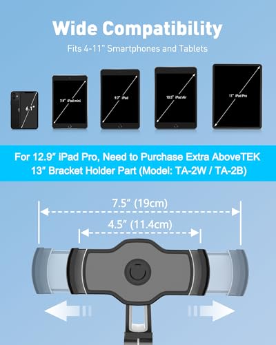 AboveTEK iPad Suction Mount Phone Tablet Stand Holder with Suction Cup Fits 411 TabletPhoneiPad miniAir Sticky iPads Mount on Window Bathroom Mirror for Car Truck Windshield Boat Black - Image 3
