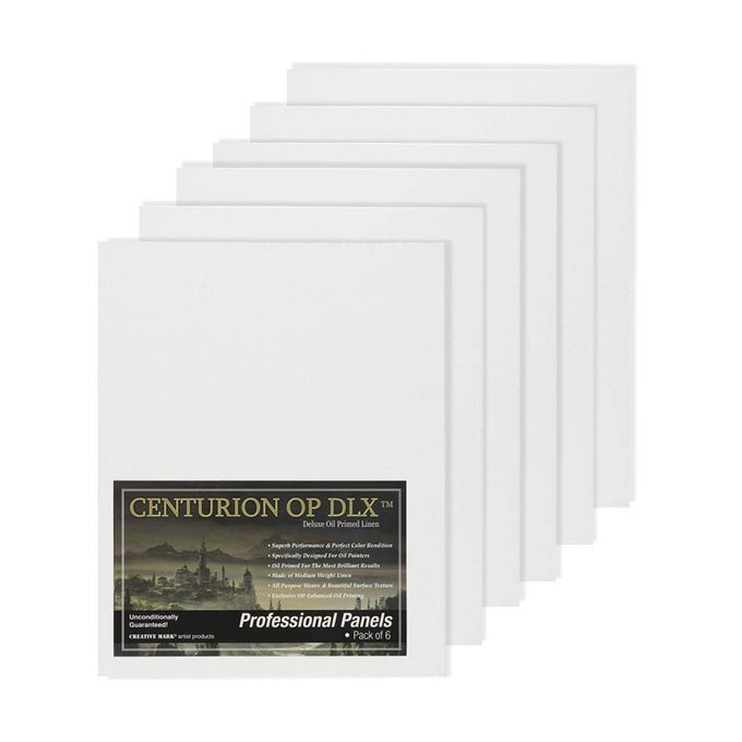 DELUXE PROFESSIONAL OIL PRIMED ARCHIVAL LINEN PANELS ENHANCED OIL PRIMING FOR SUPERB PERFORMANCE COLOR RETENTION 6 PACK 9X12