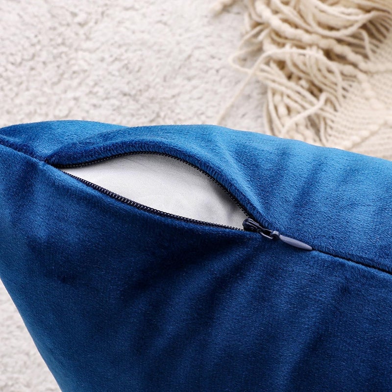 NiNi ALL Decorative Throw Pillow Covers Velvet 12x20 Inch Pack of 2 Blue Cushion Covers Soft for Couch Sofa Bedroom Living Room Outdoor - Image 5