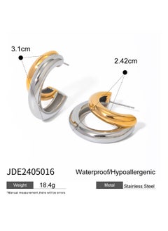 Jieding Stainless Steel C- Shaped Earrings Contrast Color Advanced Sense ins Color-matching Earrings European and American Cross-border Jewelry Titanium Steel Earrings for Women JDE2405016