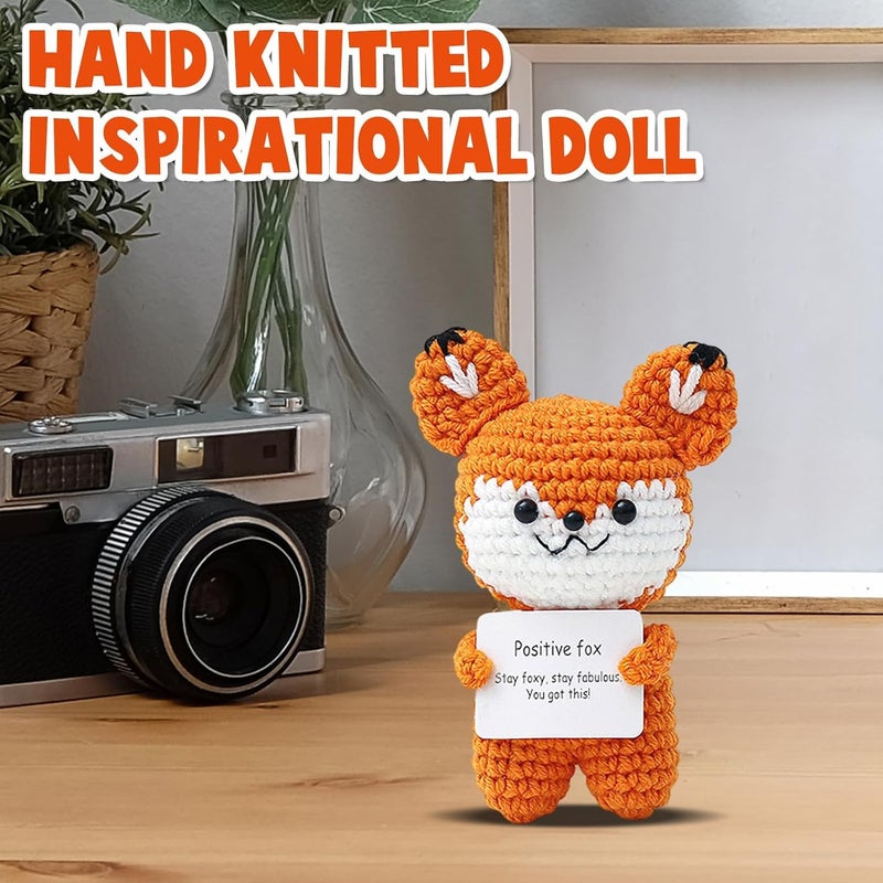 TERRIFI Positive Pocket Fox Doll, Funny Emotional Support Knitted Fox Toy with Positive Card, Woolen Crochet, Cheer Up Graduation Gift, Encouragement for Friends - Image 4
