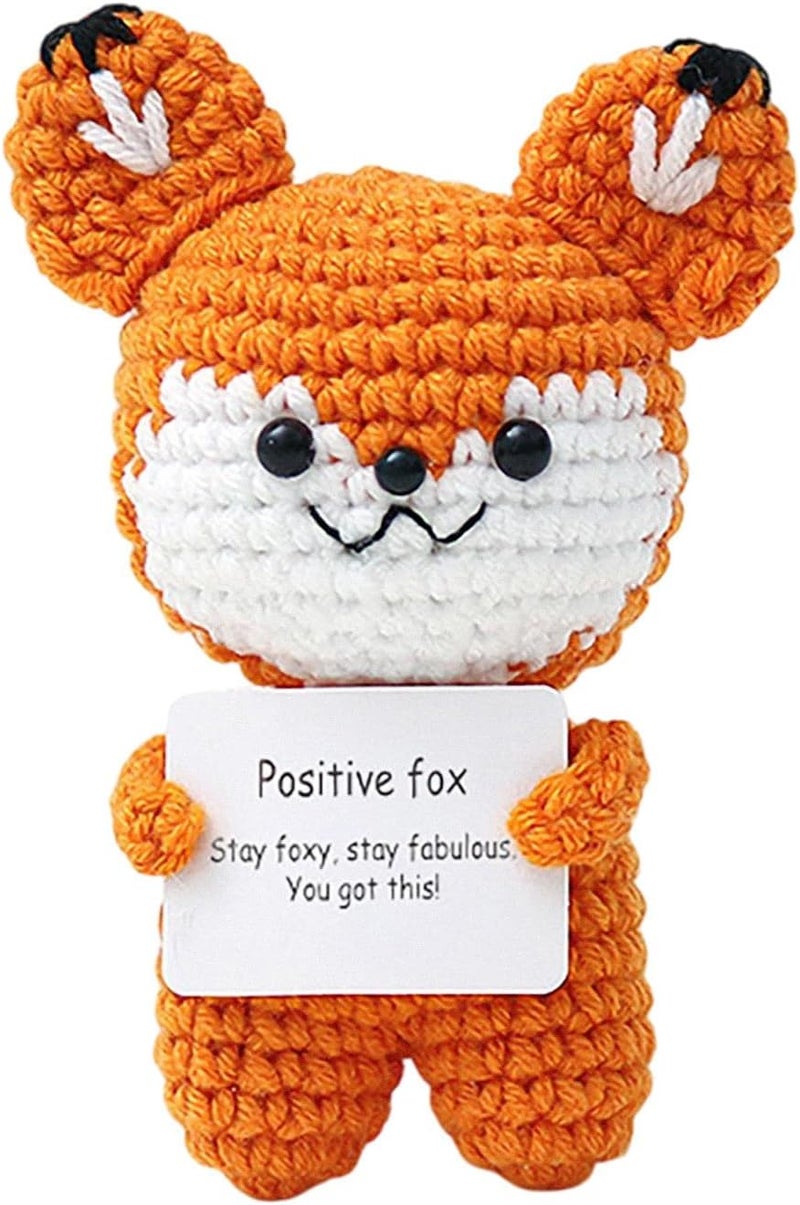 TERRIFI Positive Pocket Fox Doll, Funny Emotional Support Knitted Fox Toy with Positive Card, Woolen Crochet, Cheer Up Graduation Gift, Encouragement for Friends - Image 1