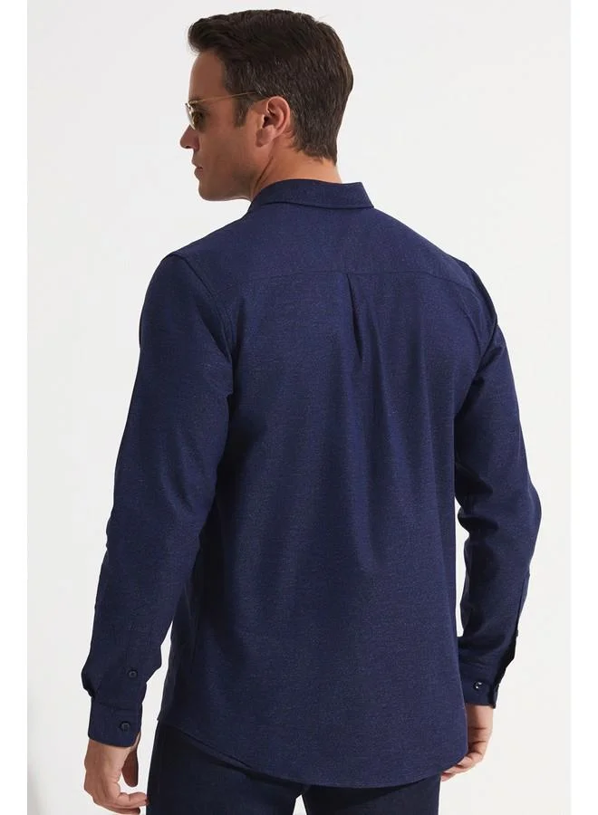JUNE June Exclusive Men Regular Fit Long Sleeve Patterned Shirt Navy