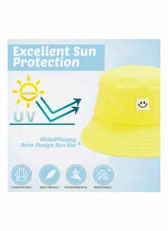 SYOSI Bucket Hat Summer Travel Bucket Cap Beach Sun Hat Smile Visor for Women Men Teens (Smiling Face)  - Image 2
